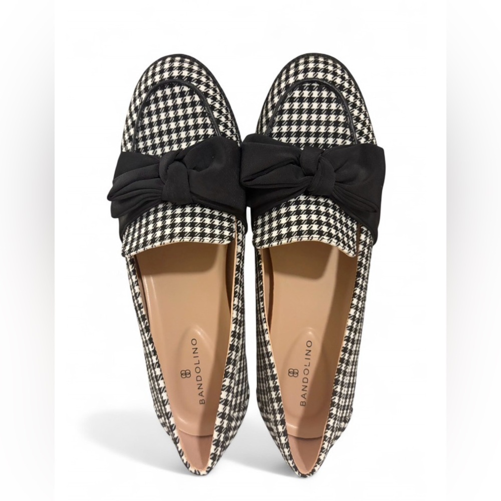 Women’s Bandolino Black and White Houndstooth Slip-On Bow Loafers Sz 7.5 - Picture 6 of 12